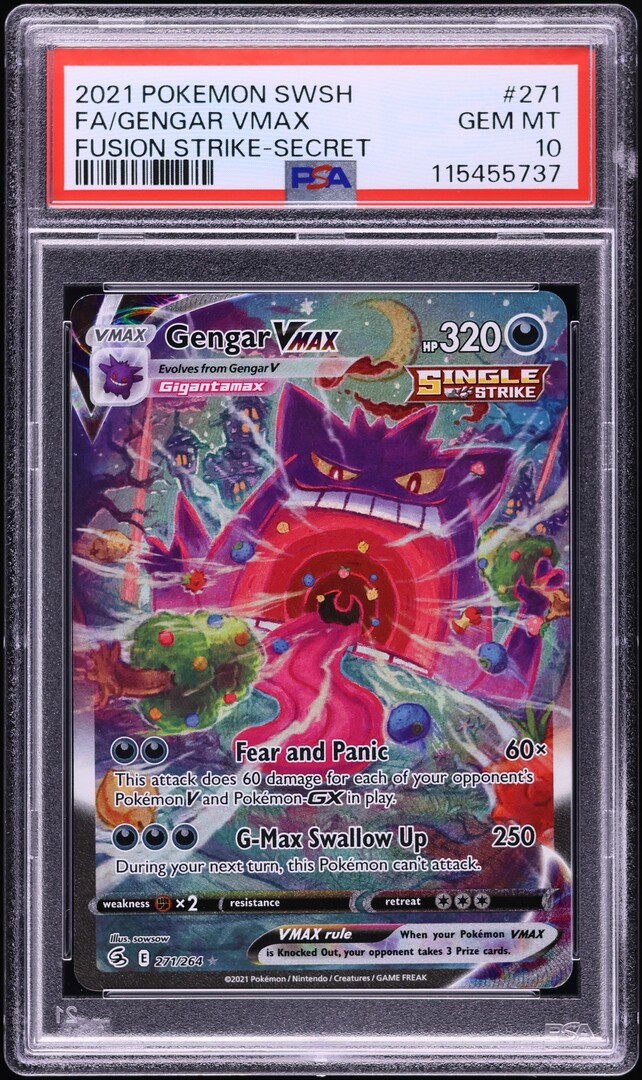 2021 Pokemon SWSH Fusion Strike Alt Art Gengar VMAX #271 PSA 10 GEM MINT