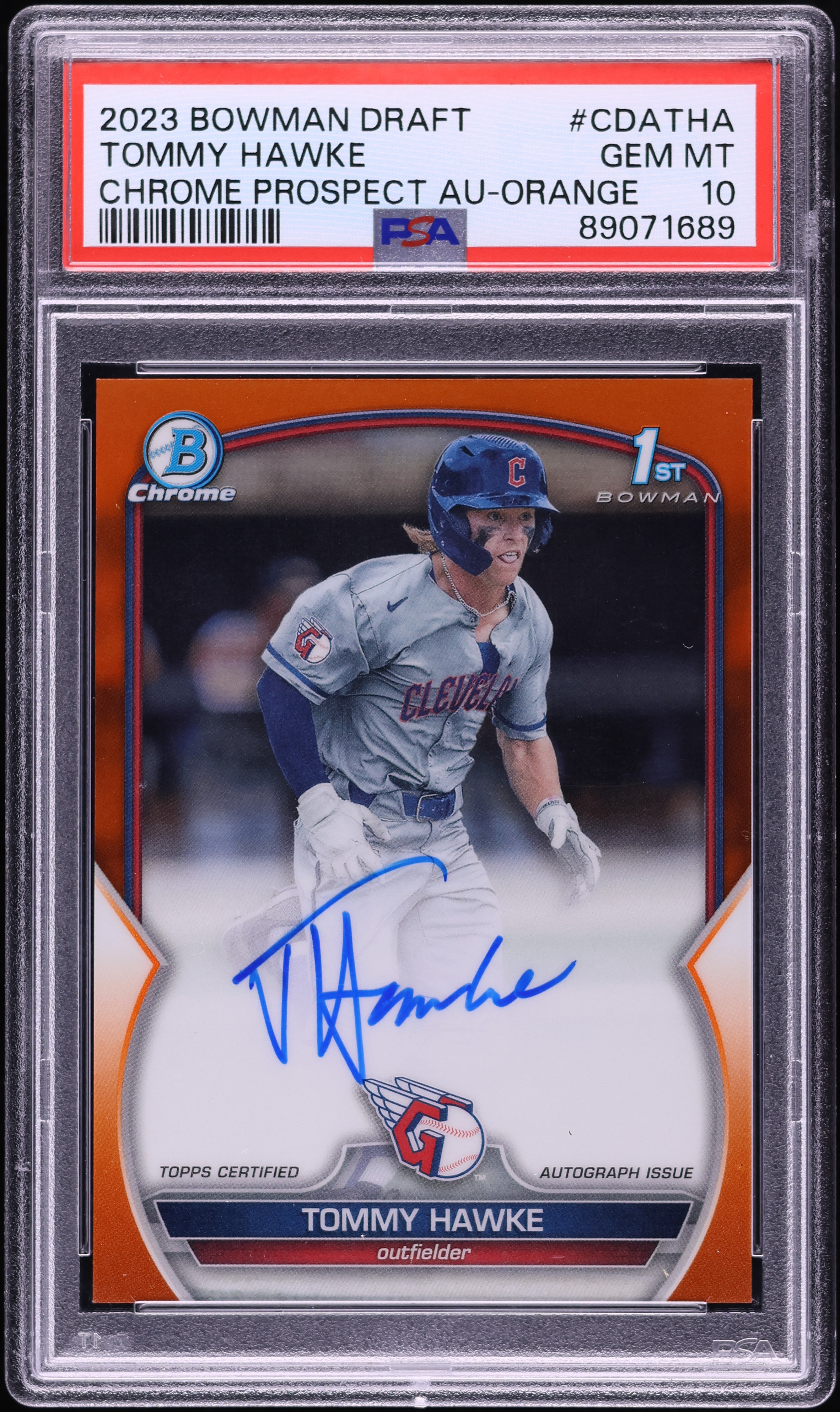 2023 Bowman Draft Chrome Orange Tommy Hawke AUTO /25 #CDATHA PSA 