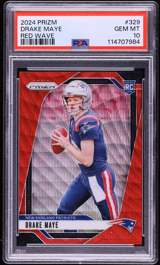2024 Panini Prizm Red Wave Drake Maye ROOKIE /149 #329 PSA 10 GEM MINT
