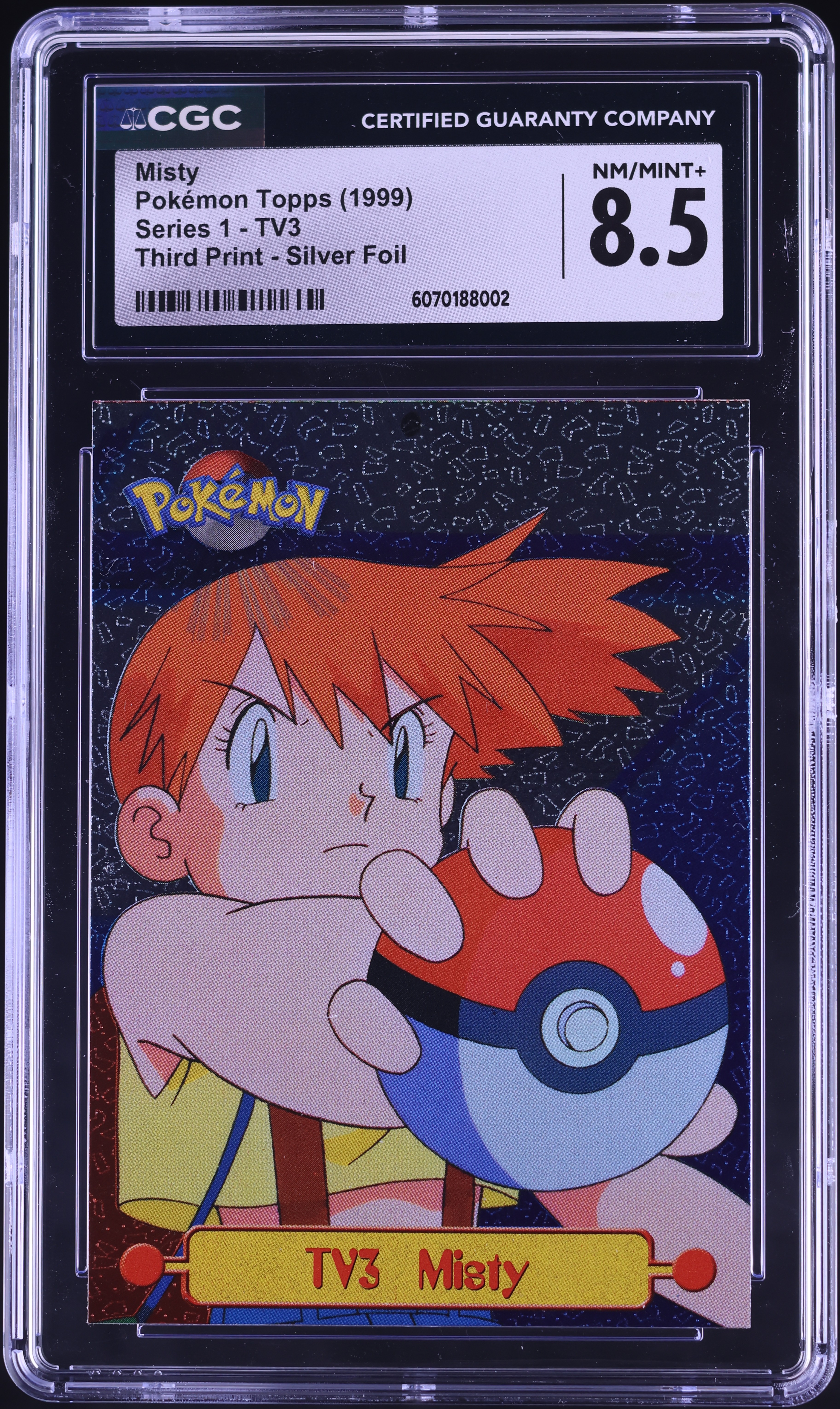 1999 Topps Pokemon Series 1 Third Print Silver Foil Misty #TV3 CGC