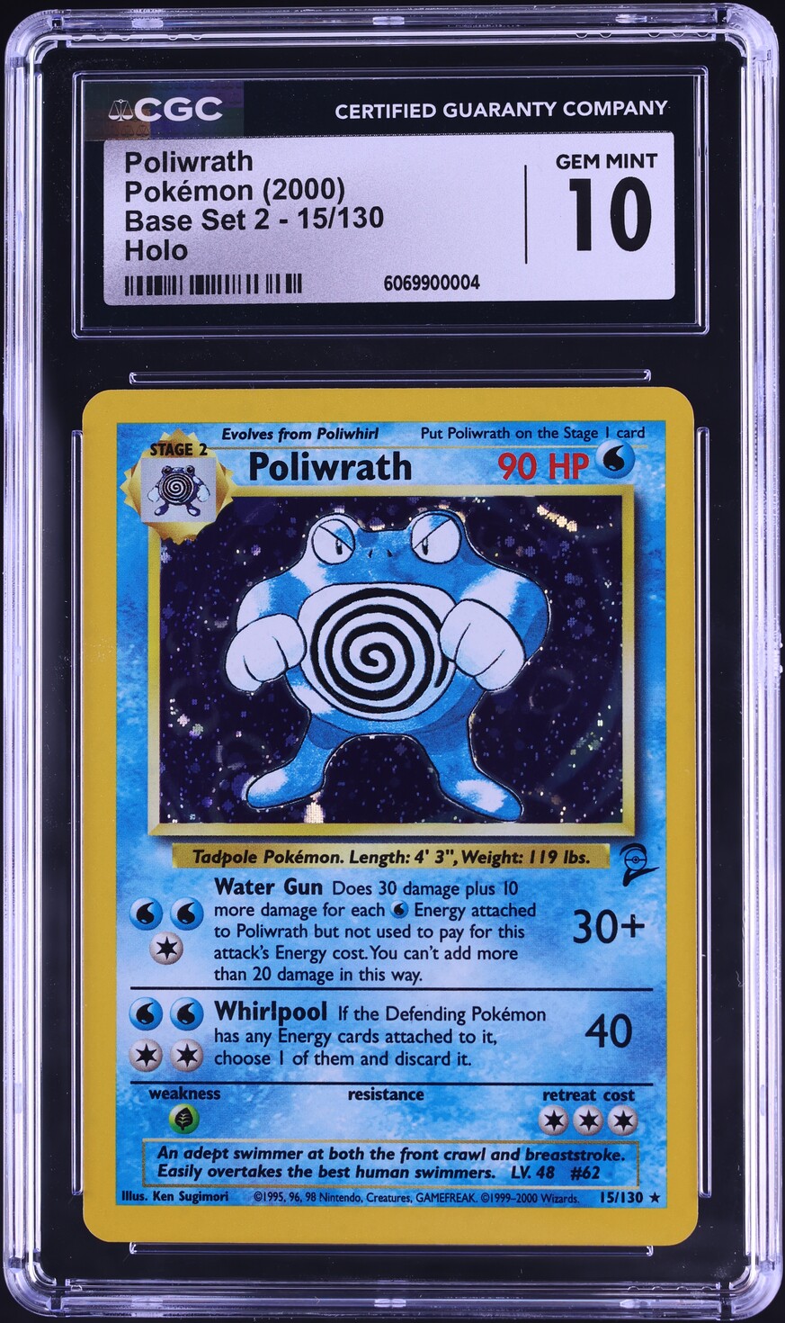 2000 Pokemon Base Set 2 Holo Poliwrath #15 CGC 10 GEM MINT