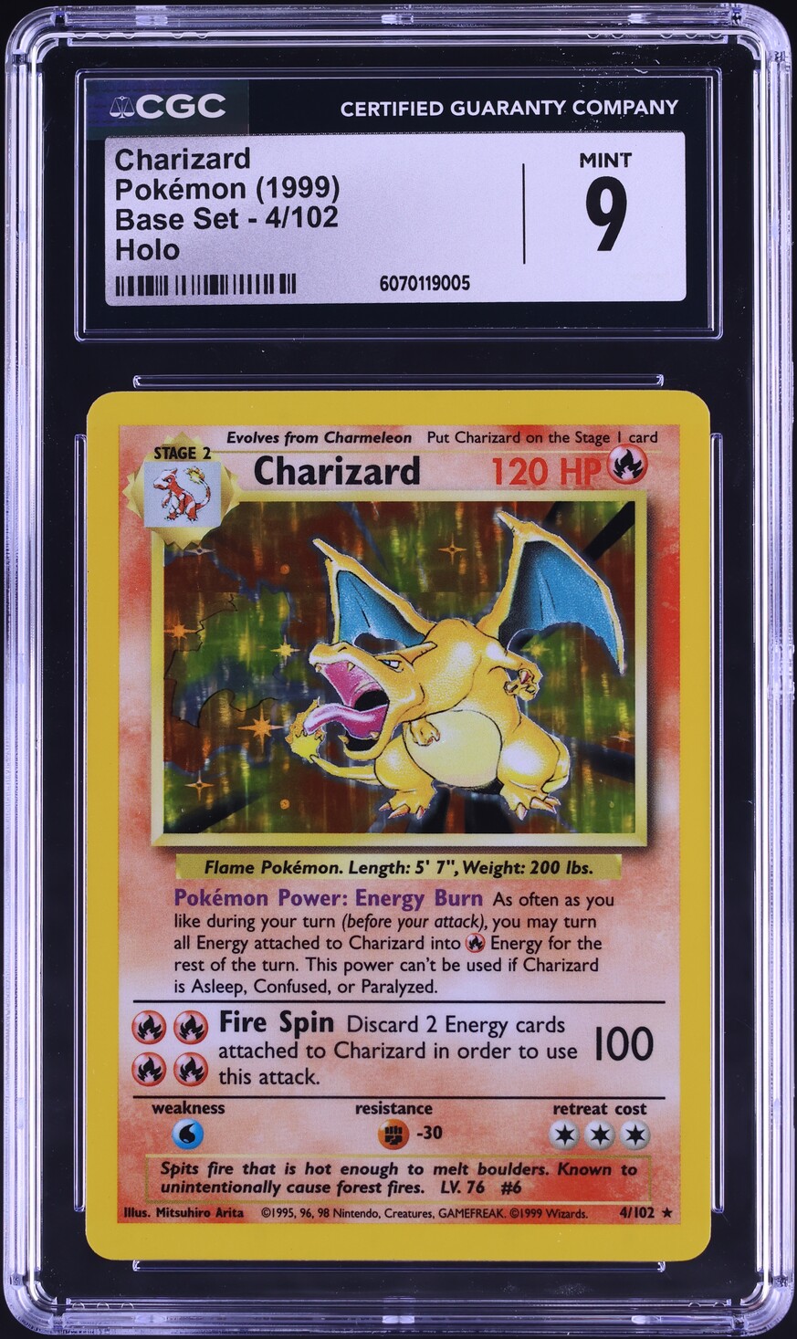 1999 Pokemon Base Set Holo Charizard #4 CGC 9 MINT on Fanatics Collect