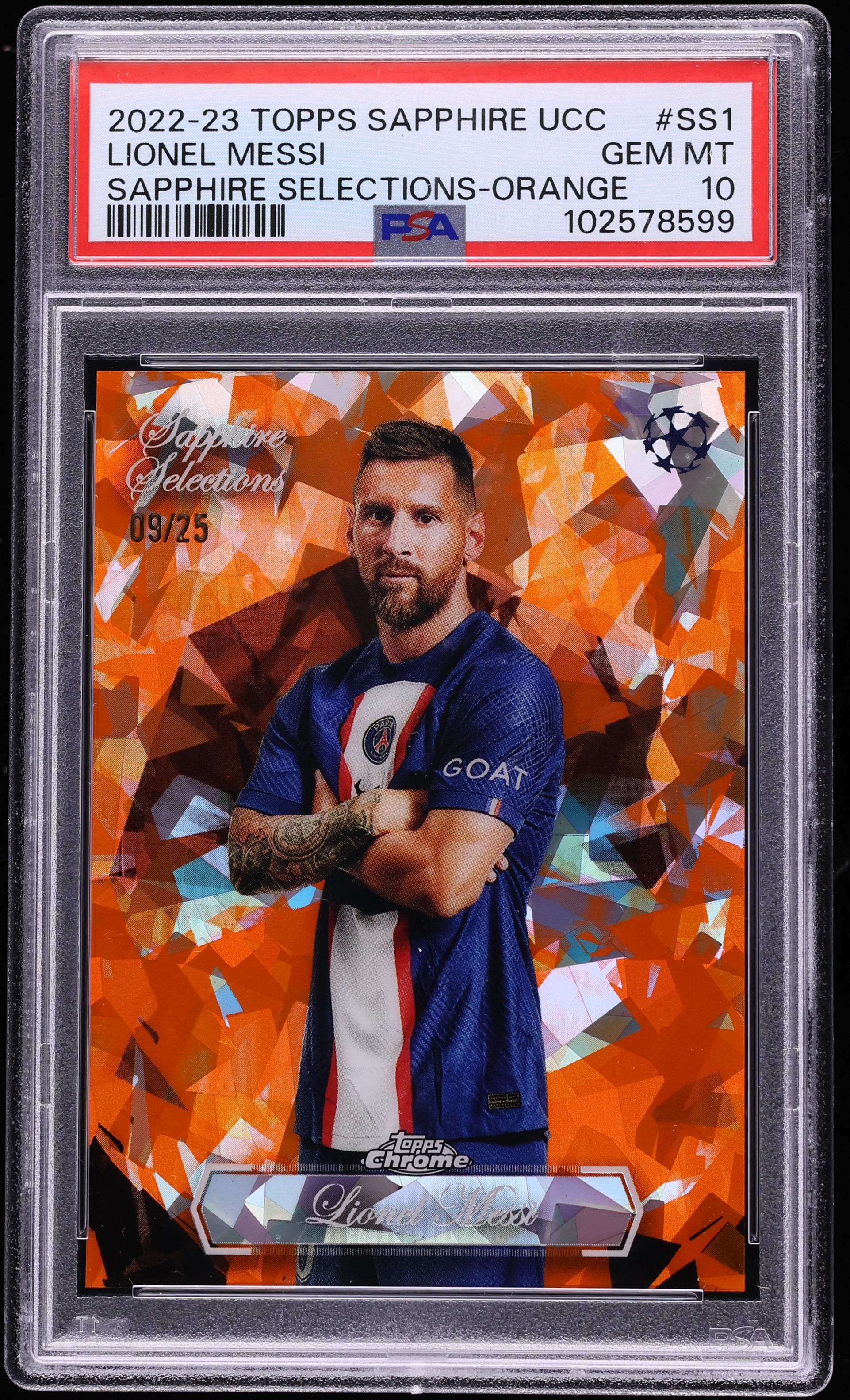 2022 Topps Chrome Sapphire Edition Selections Orange Lionel Messi