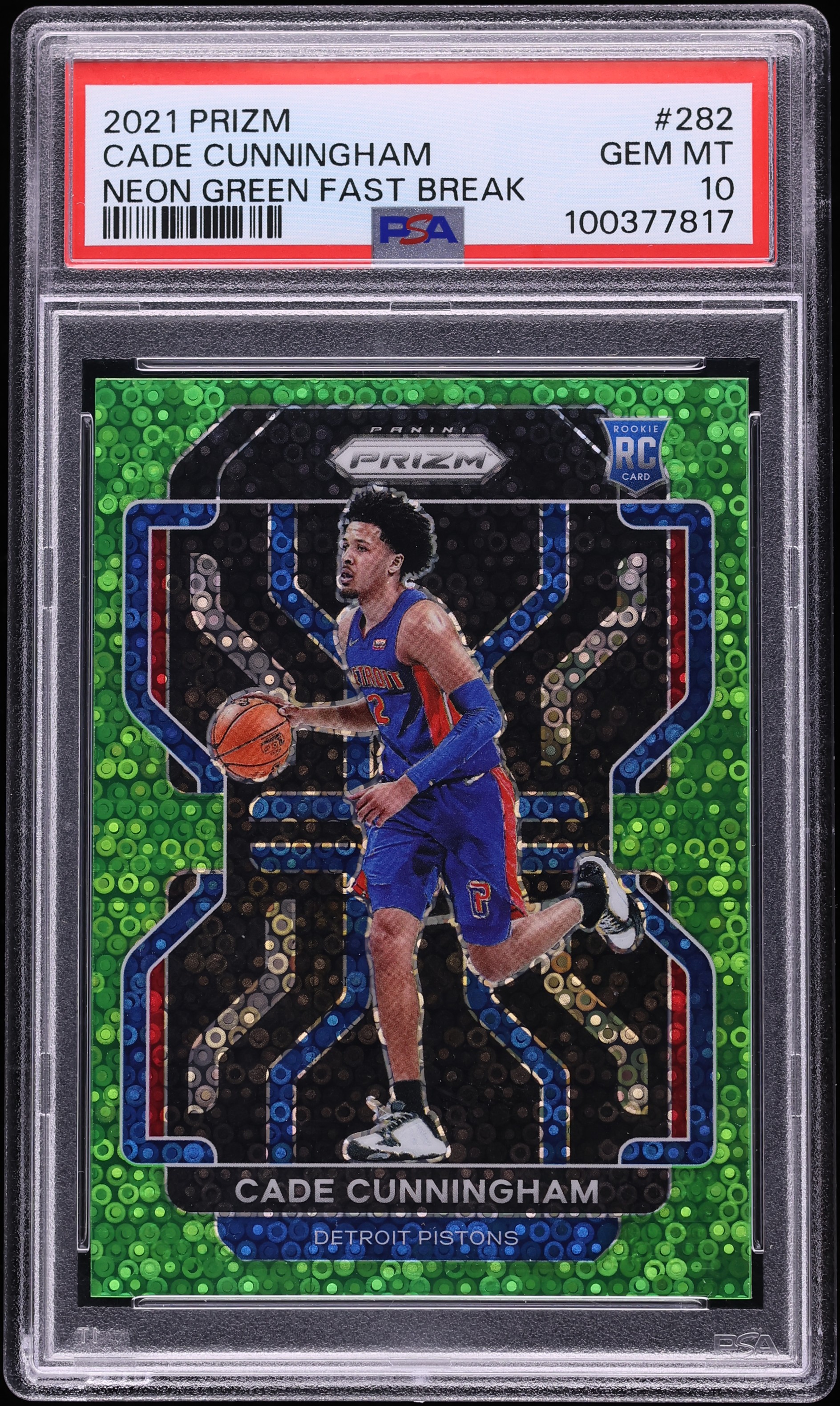 2021 Panini Prizm Neon Green Fast Break Cade Cunningham RC 1/5