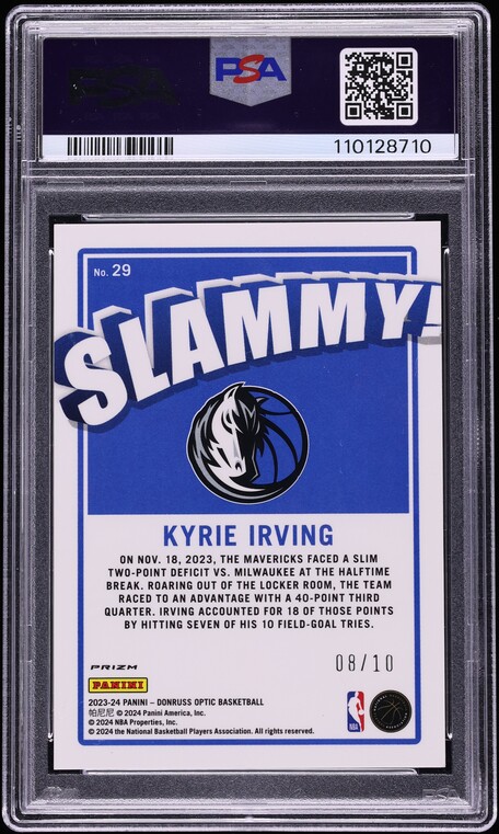 2023 Panini Donruss Optic Slammy! Gold Kyrie Irving /10 #29 PSA 8 NM-MT