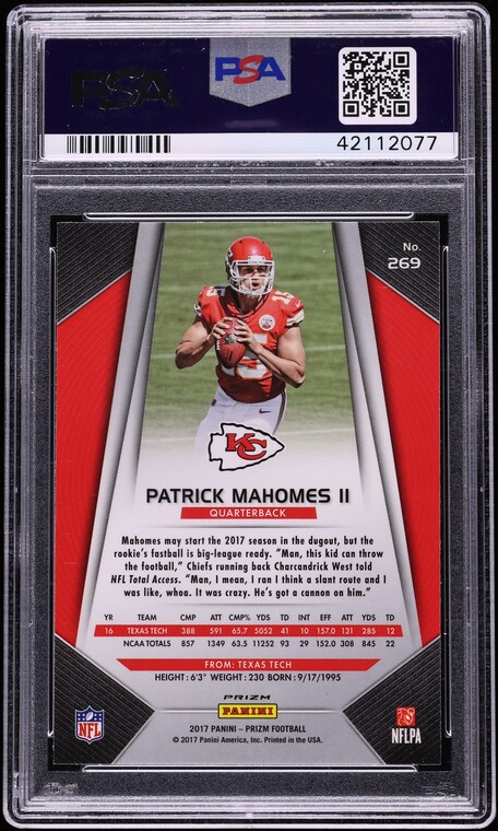 2017 Panini Prizm Disco Patrick Mahomes II ROOKIE #269 PSA 10 GEM MINT