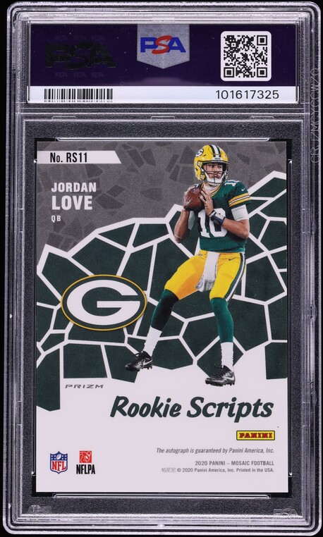 2020 Panini Mosaic Scripts Jordan Love ROOKIE AUTO #RS11 PSA 9 MINT