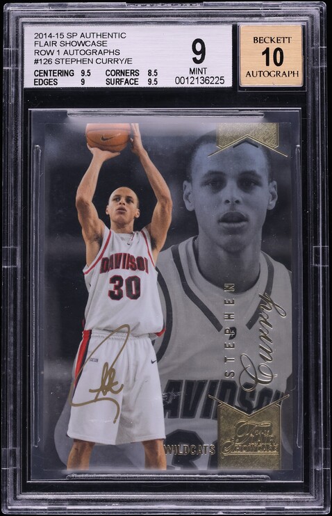 2014 SP Authentic Flair Showcase Row 1 Stephen Curry AUTO #126 BGS 9 MINT