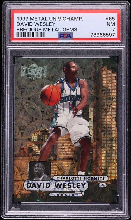 1997 Metal Universe Championship Precious Metal Gems PMG David Wesley /50 PSA 7