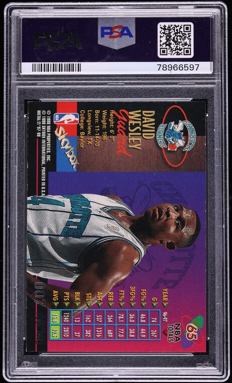 1997 Metal Universe Championship Precious Metal Gems PMG David Wesley /50 PSA 7