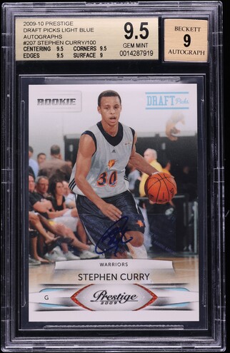 2009 Panini Prestige Draft Light Blue Stephen Curry ROOKIE AUTO