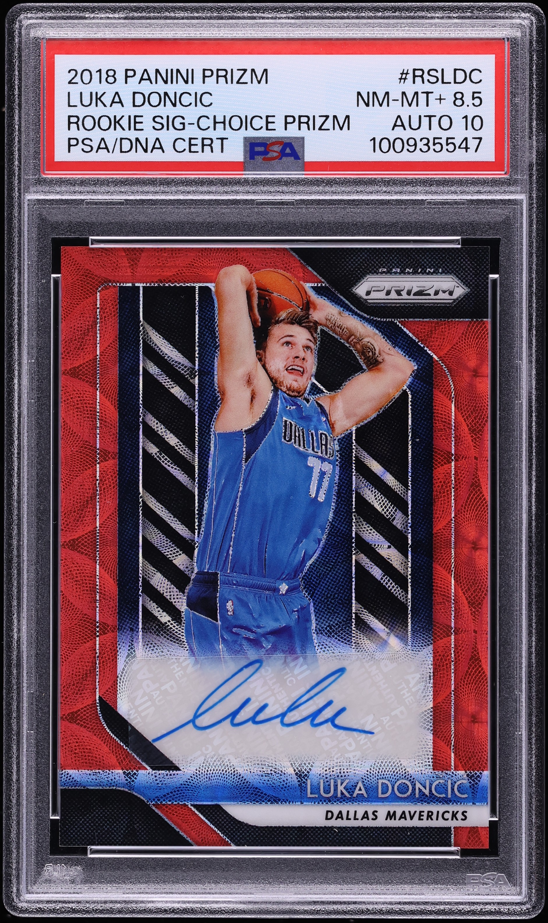 2018 Panini Prizm Choice Luka Doncic ROOKIE AUTO DNA 10 #RS-LDC