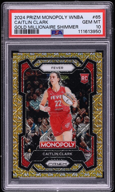 2024 Panini Prizm Monopoly Gold Millionaire Shimmer Caitlin Clark RC /500 PSA 10