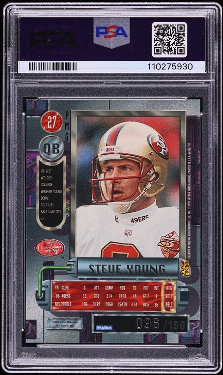 1997 Metal Universe Precious Metal Gems PMG Red Steve Young /150 #27 PSA 6 EXMT