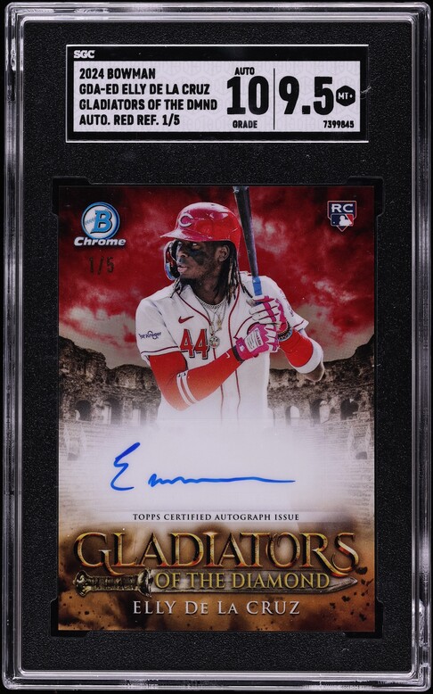 2024 Bowman Chrome Gladiators Red Refractor Elly De La Cruz RC AUTO 1/5 SGC 9.5