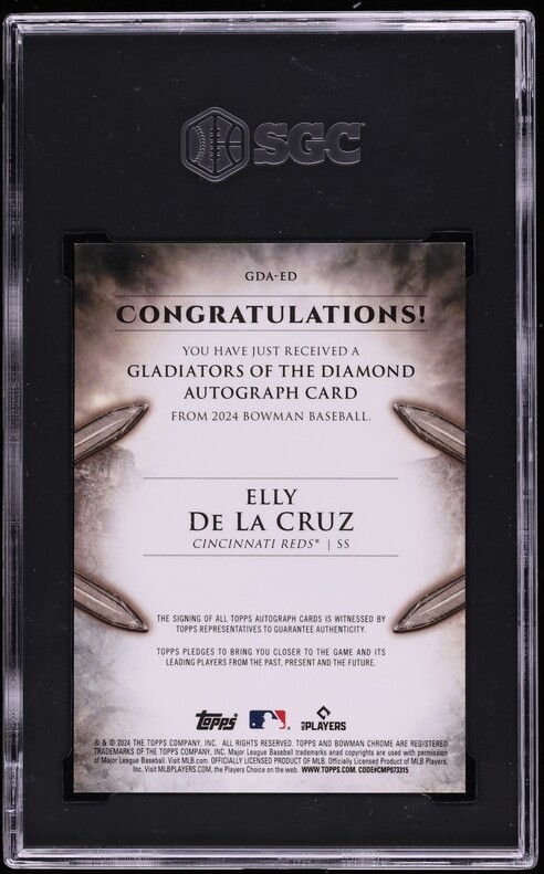 2024 Bowman Chrome Gladiators Red Refractor Elly De La Cruz RC AUTO 1/5 SGC 9.5