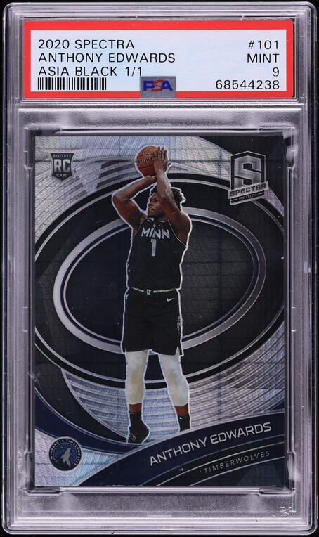 2020 Panini Spectra Asia Black Anthony Edwards ROOKIE 1/1 #101 PSA 9 MINT