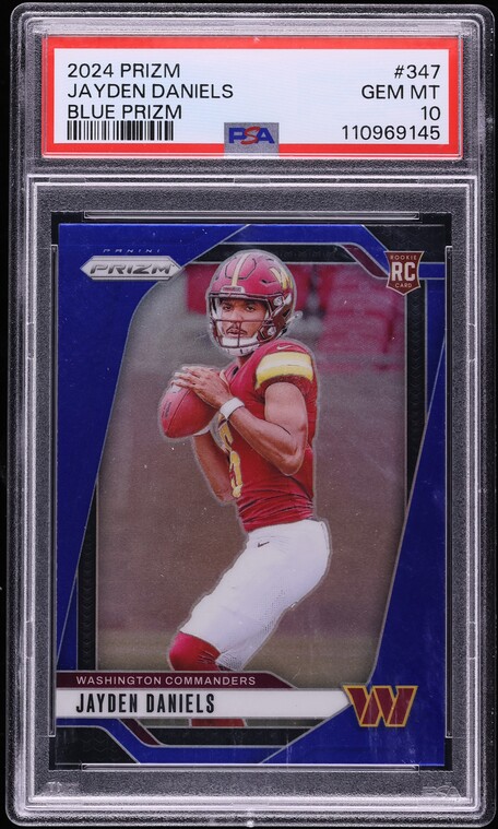 2024 Panini Prizm Blue Jayden Daniels ROOKIE #347 PSA 10 GEM MINT