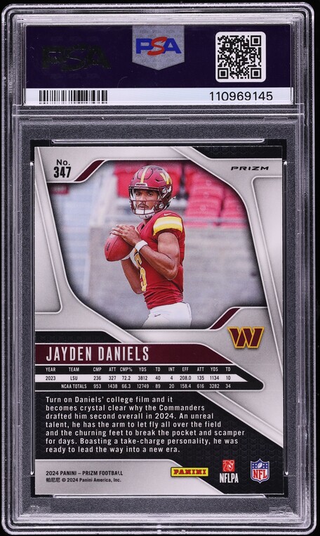 2024 Panini Prizm Blue Jayden Daniels ROOKIE #347 PSA 10 GEM MINT