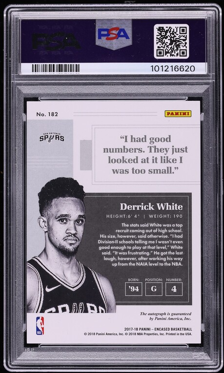 2017 Panini Encased Gold Derrick White ROOKIE AUTO /10 #182 PSA 9 MINT