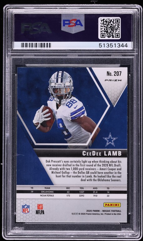 2020 Panini Mosaic Genesis CeeDee Lamb ROOKIE #207 PSA 10 GEM MINT