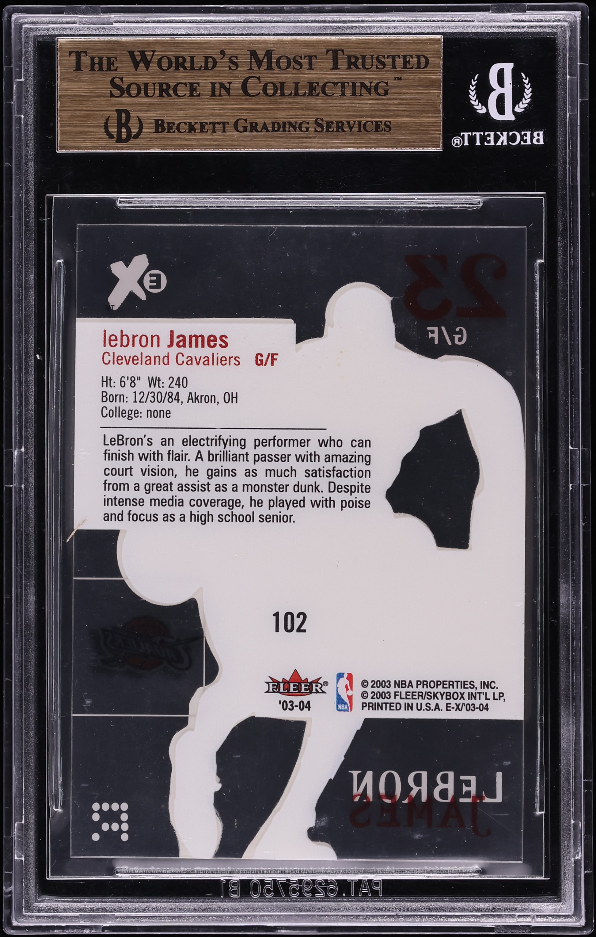 2003 Fleer E-X LeBron James ROOKIE #102 BGS 9.5 GEM MINT on