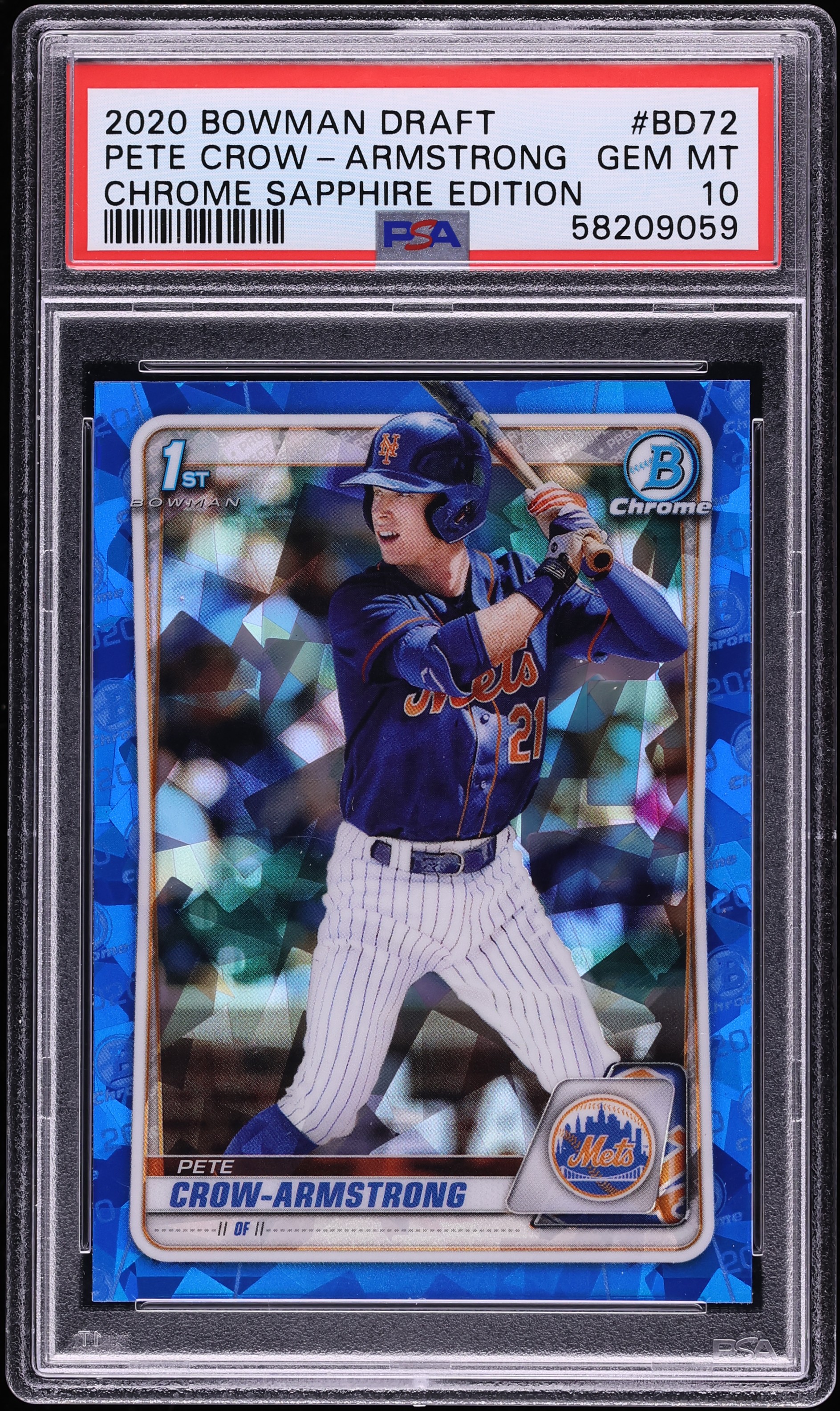 2020 Bowman Chrome Draft Sapphire Pete Crow-Armstrong PROSPECT #BD 