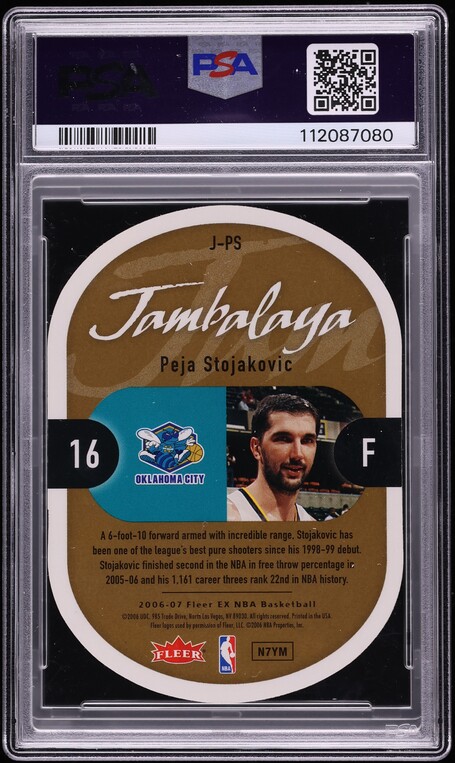 2006 Fleer E-X Jambalaya Peja Stojakovic #J-PS PSA 10 GEM MINT