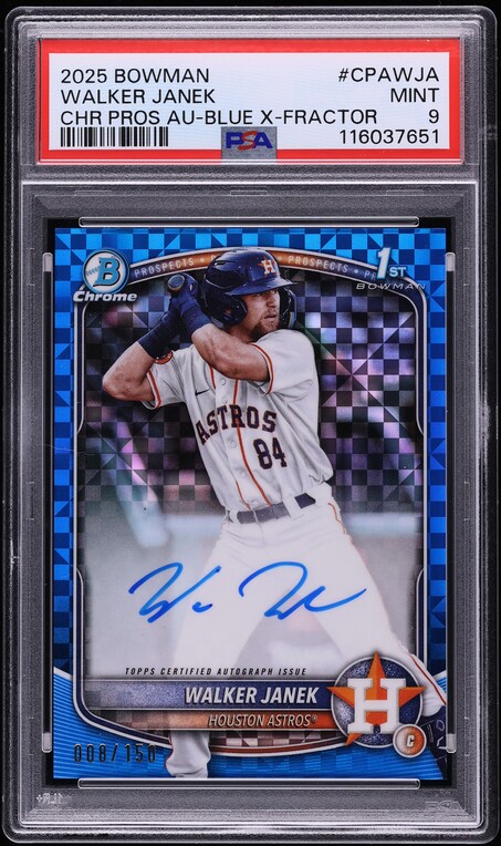 2025 Bowman Chrome Blue X-Fractor Walker Janek AUTO /150 #CPAWJA PSA 9 MINT