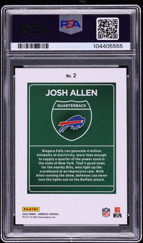 2024 Panini Donruss Downtown Josh Allen #2 PSA 9 MINT