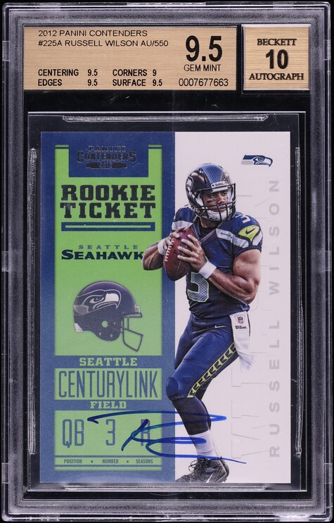 2012 Panini Contenders Russell Wilson ROOKIE AUTO #225 BGS 9.5 GEM MINT