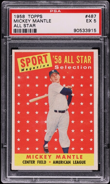 1958 Topps Mickey Mantle ALL-STAR #487 PSA 5 EX