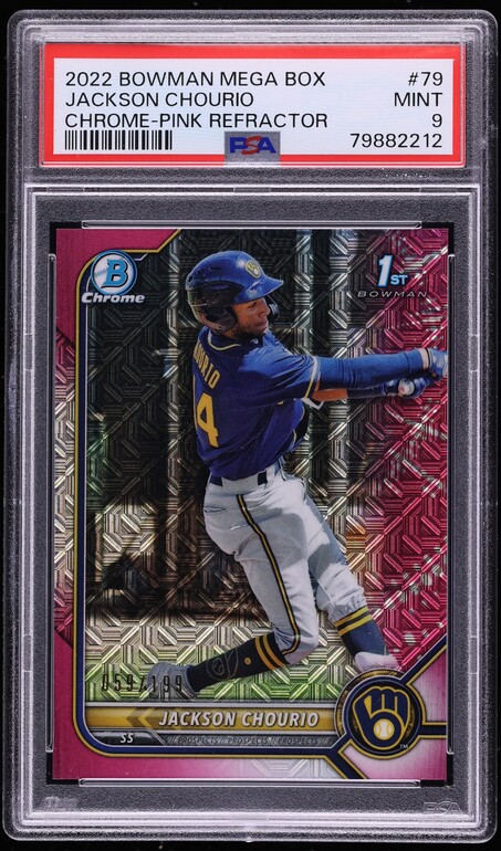 2022 Bowman Mega Box Chrome Pink Refractor Jackson Chourio /199 #79 PSA 9 MINT