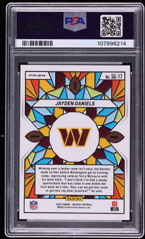 2024 Panini Mosaic Stained Glass Jayden Daniels ROOKIE #SG-17 PSA 9 MINT