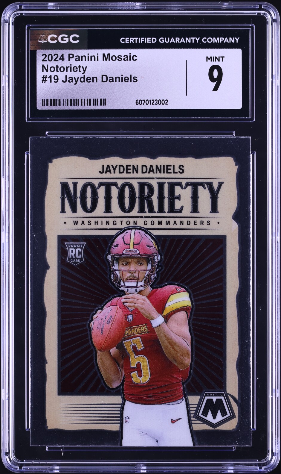2024 Panini Mosaic Notoriety Jayden Daniels ROOKIE #19 CGC 9 MINT