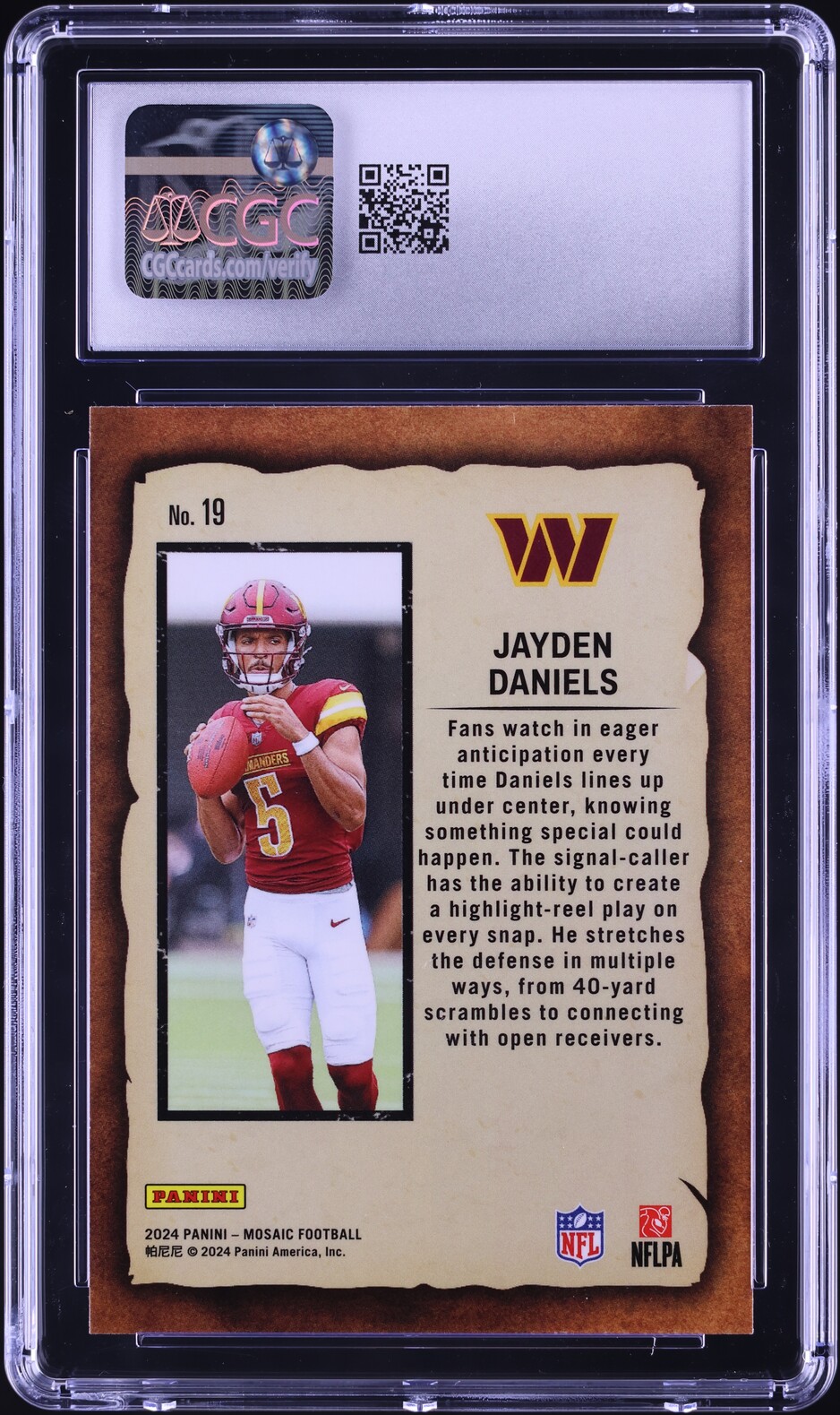 2024 Panini Mosaic Notoriety Jayden Daniels ROOKIE #19 CGC 9 MINT