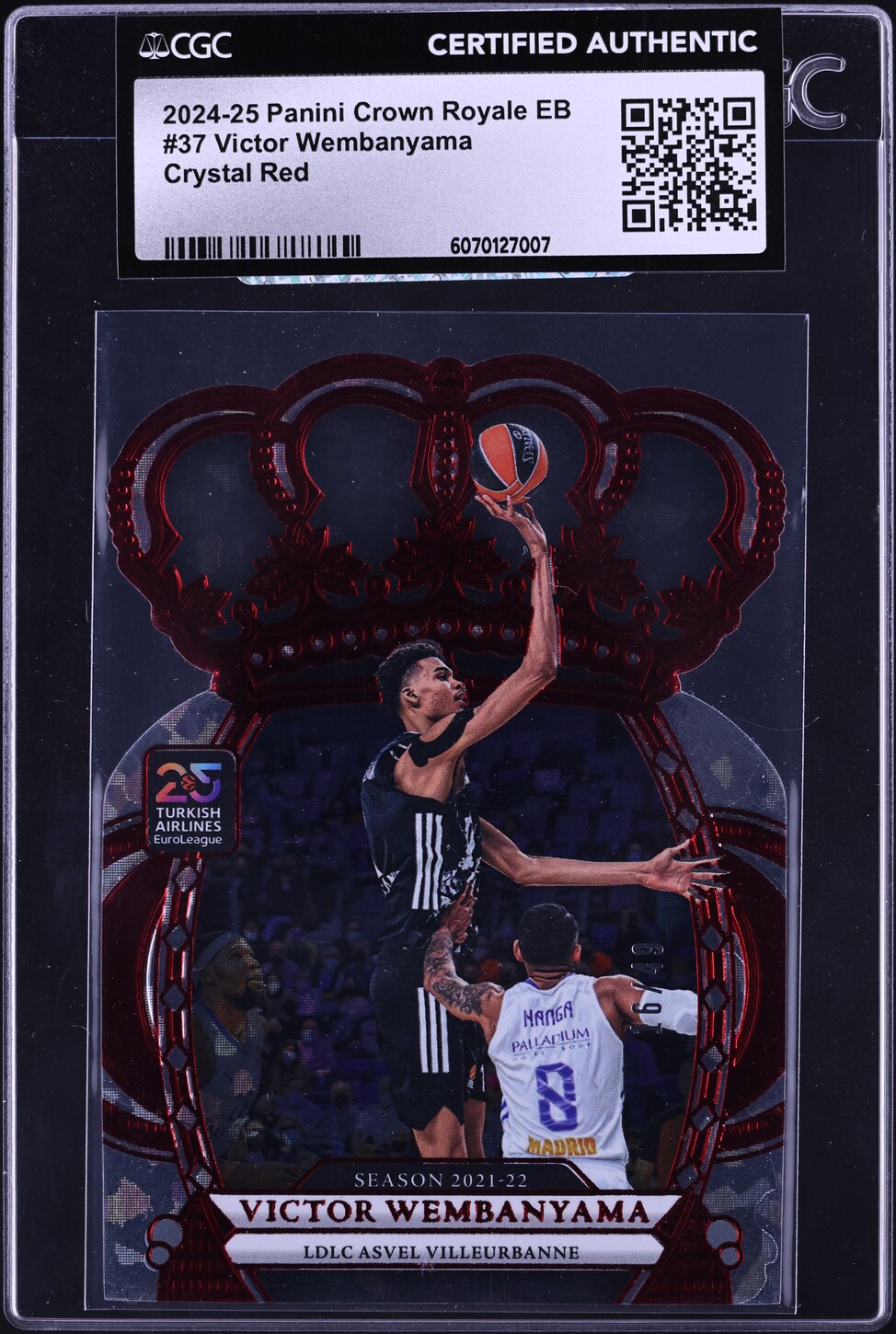 2024 Crown Royale EB Crystal Red Victor Wembanyama /49 #37 CGC AUTH