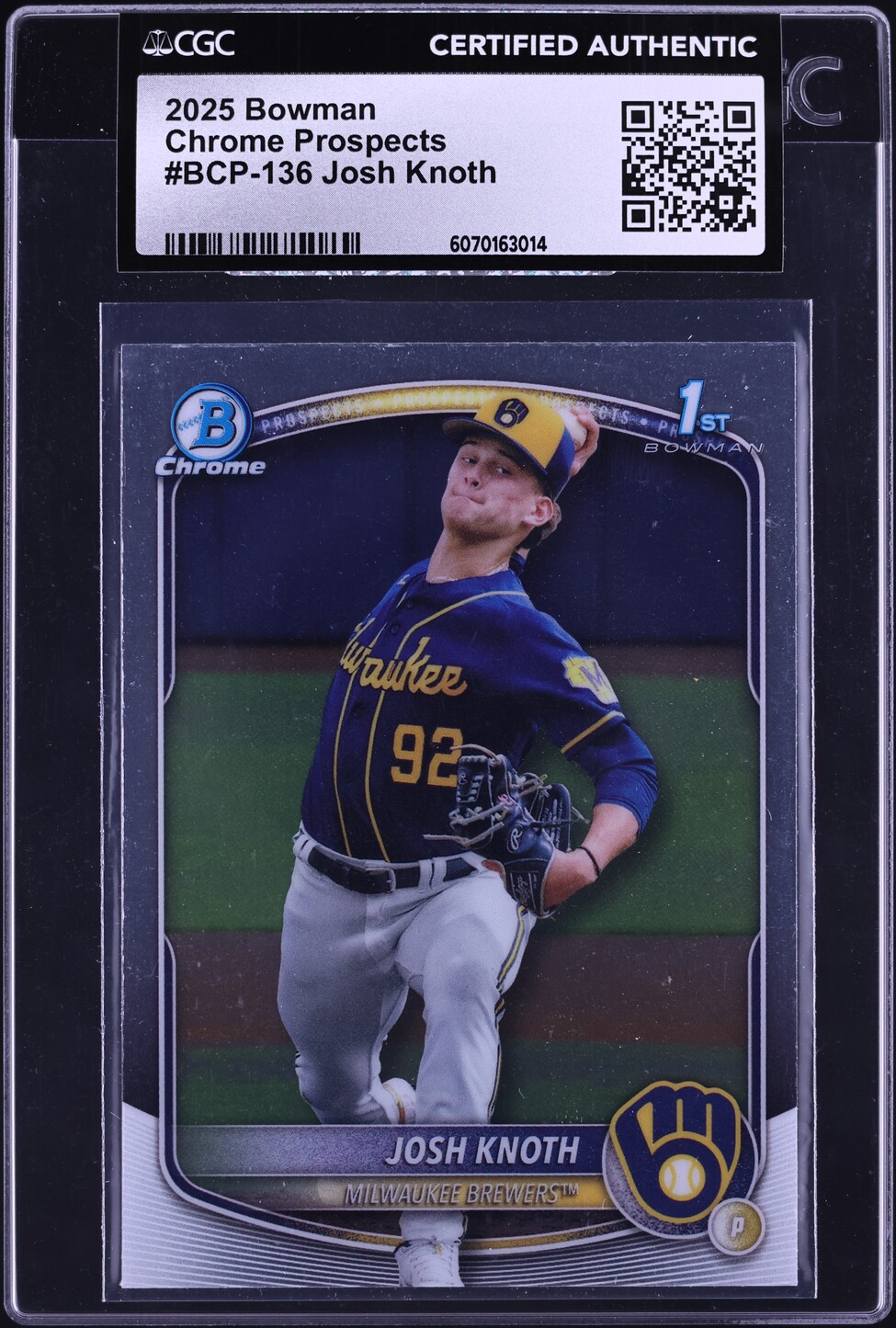 2025 Bowman Chrome Josh Knoth PROSPECT #BCP-136 CGC AUTH