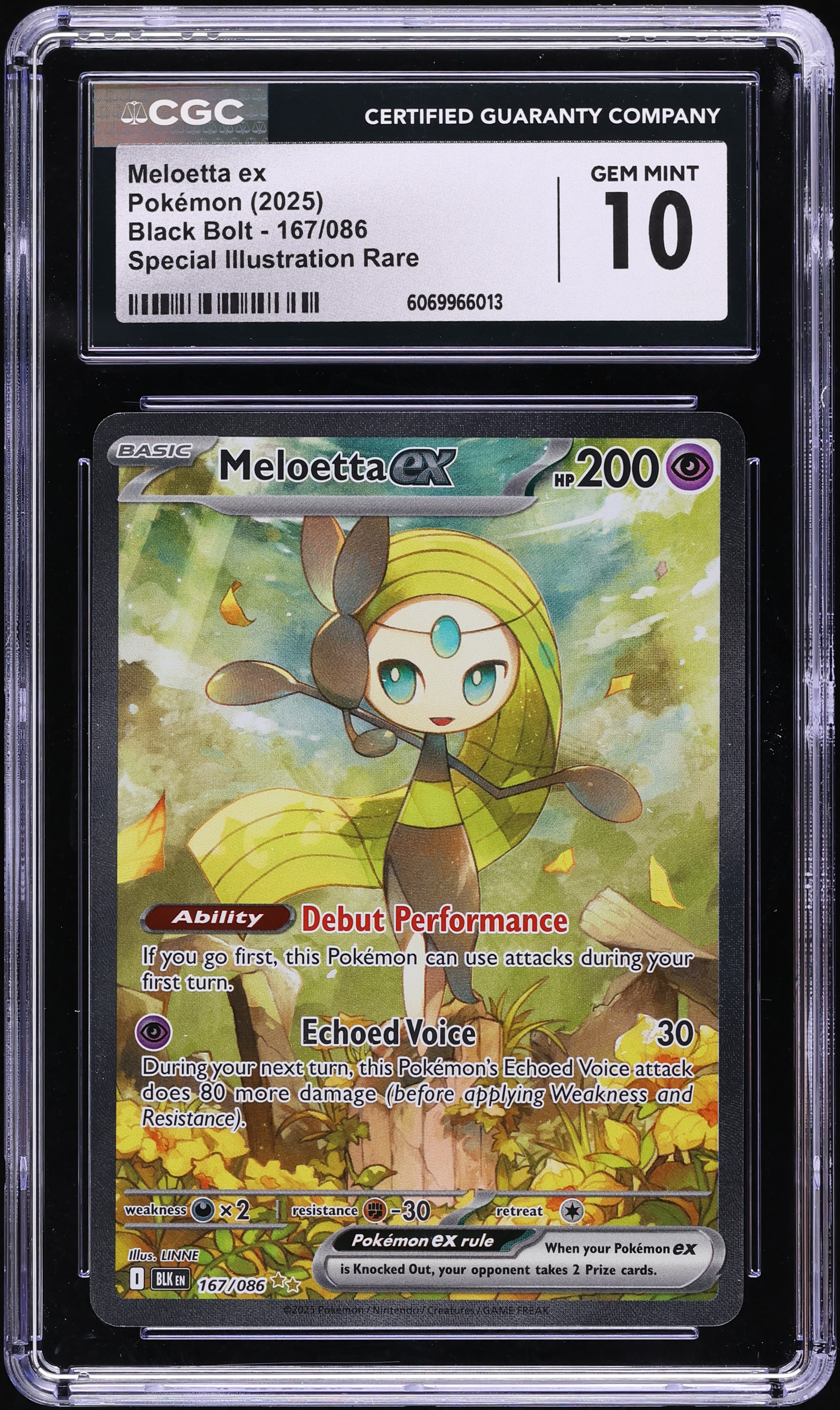 2025 Pokemon SV Black Bolt Special IR Meloetta ex #167 CGC 10 GEM