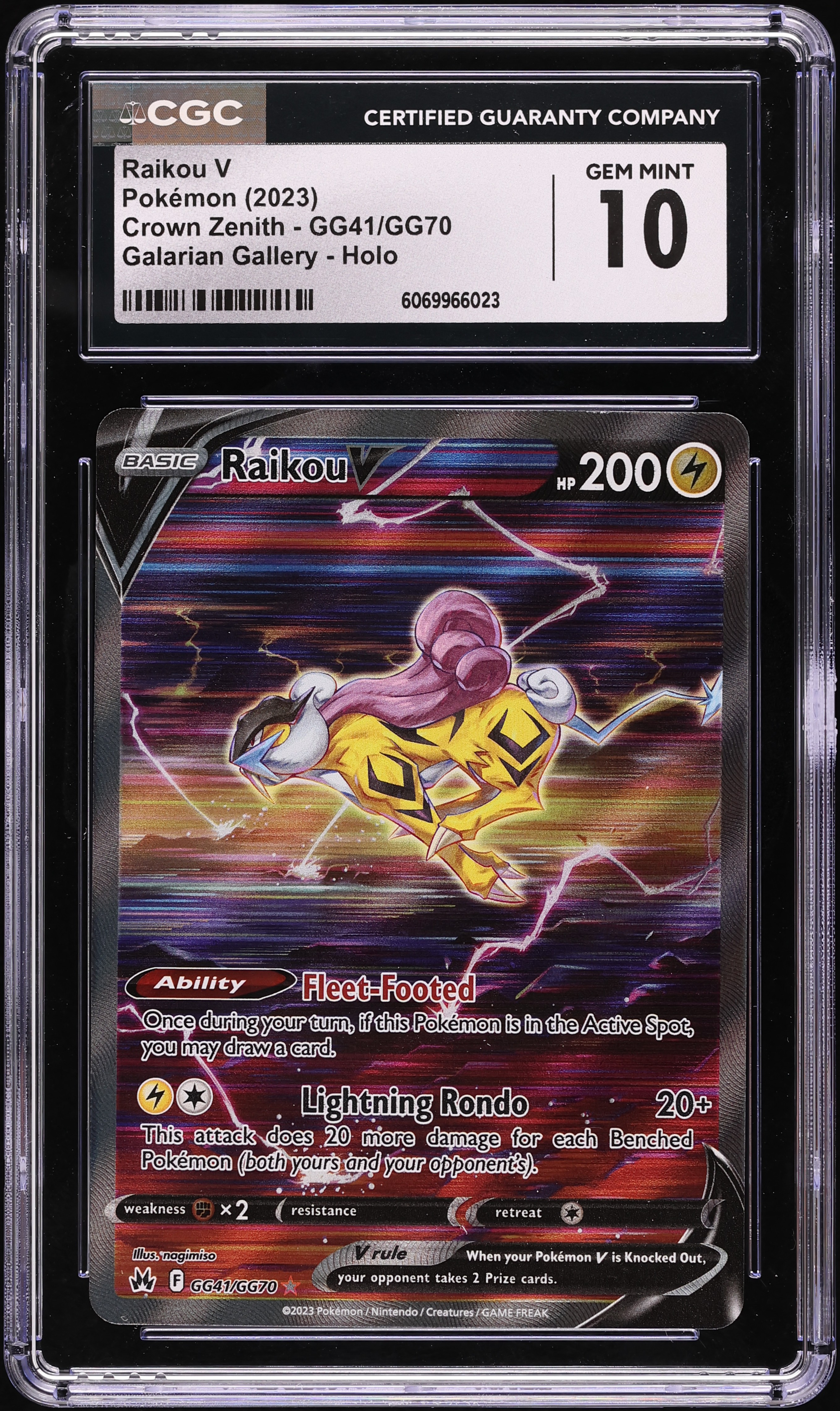 2023 Pokemon Sword & Shield Crown Zenith SIR Raikou V #GG41 CGC 10
