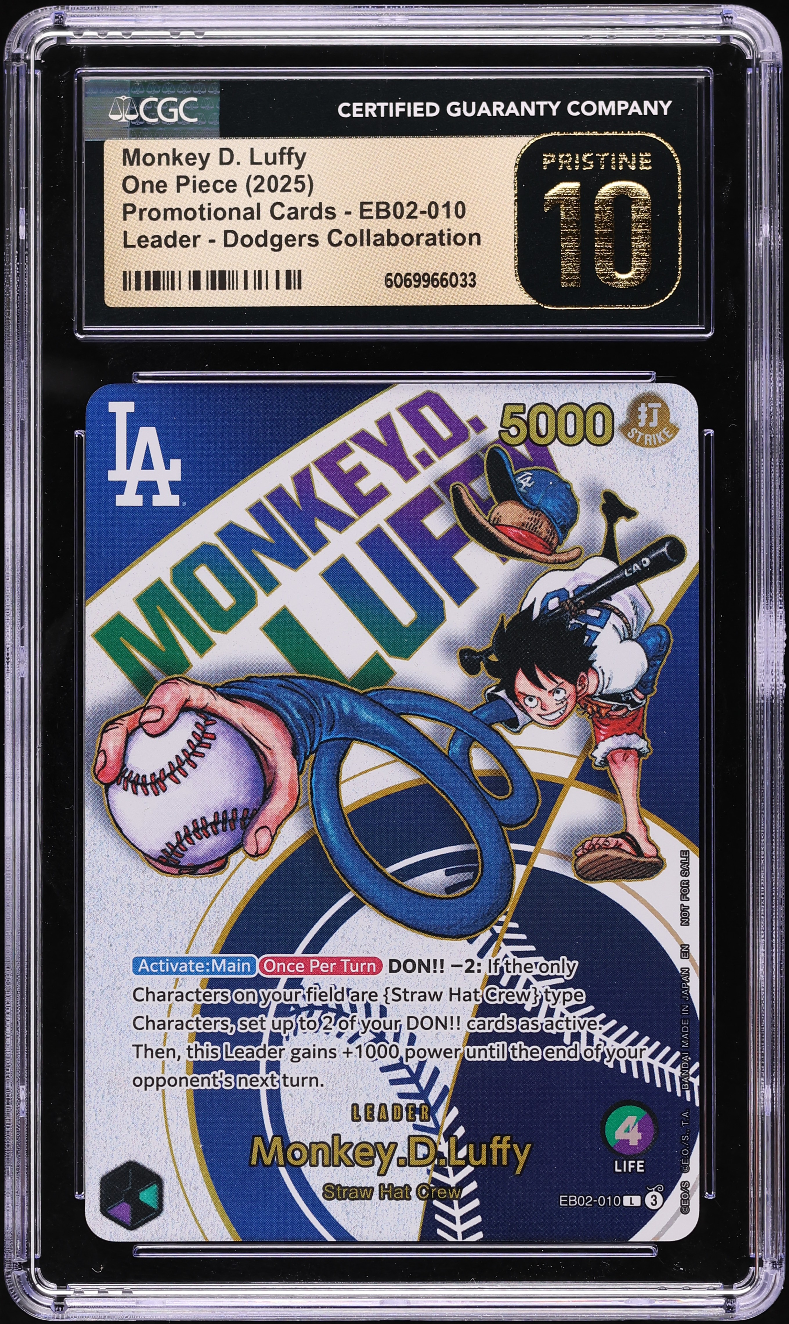 2025 One Piece Promo Dodgers Collab Monkey D. Luffy #EB02-010 CGC