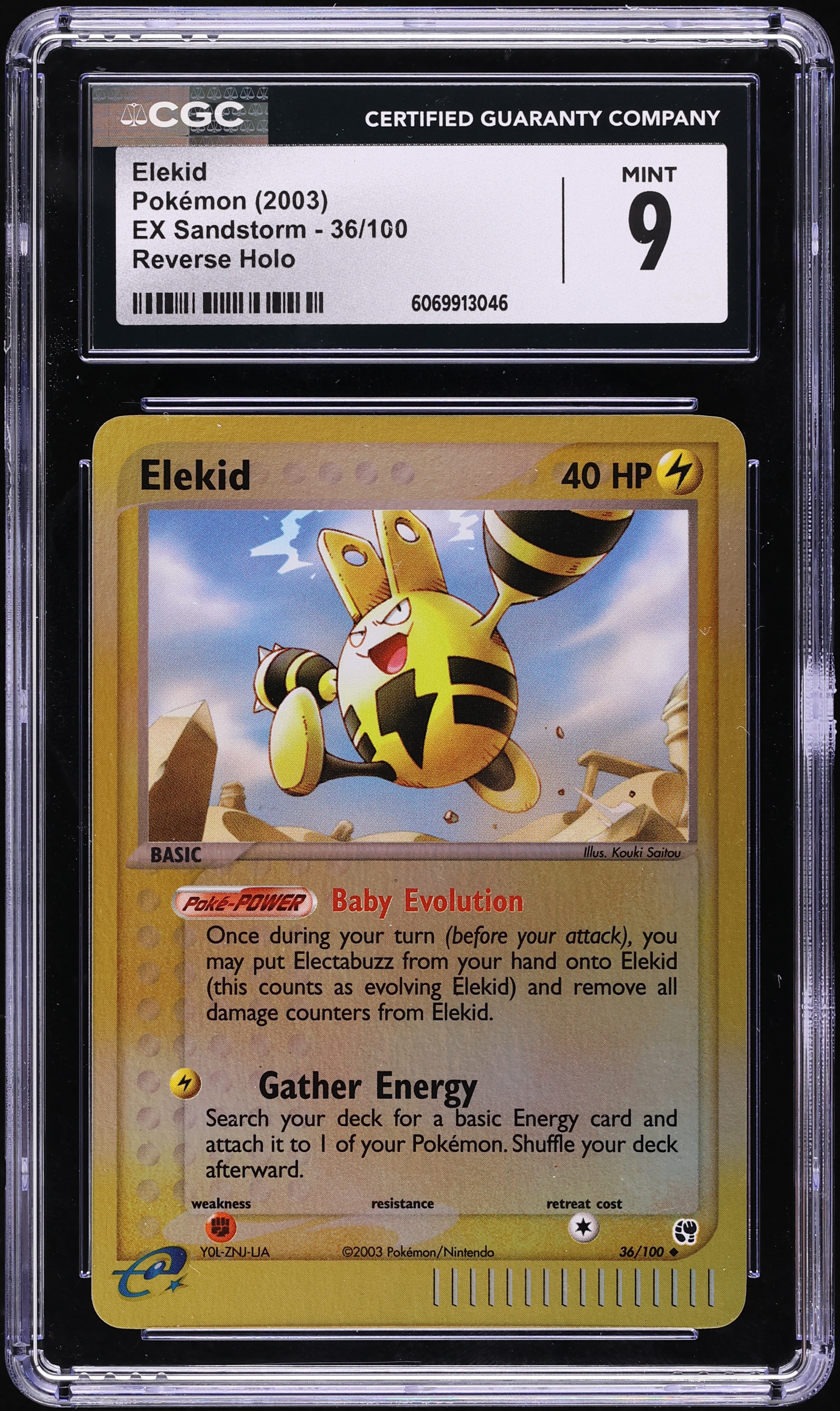 2003 Pokemon EX Sandstorm Reverse Holo Elekid #36 CGC 9 MINT on Fanatics Collect 2003 Pokemon EX Sandstorm Reverse Holo Elekid #36 CGC 9 MINT on Fanatics Collect