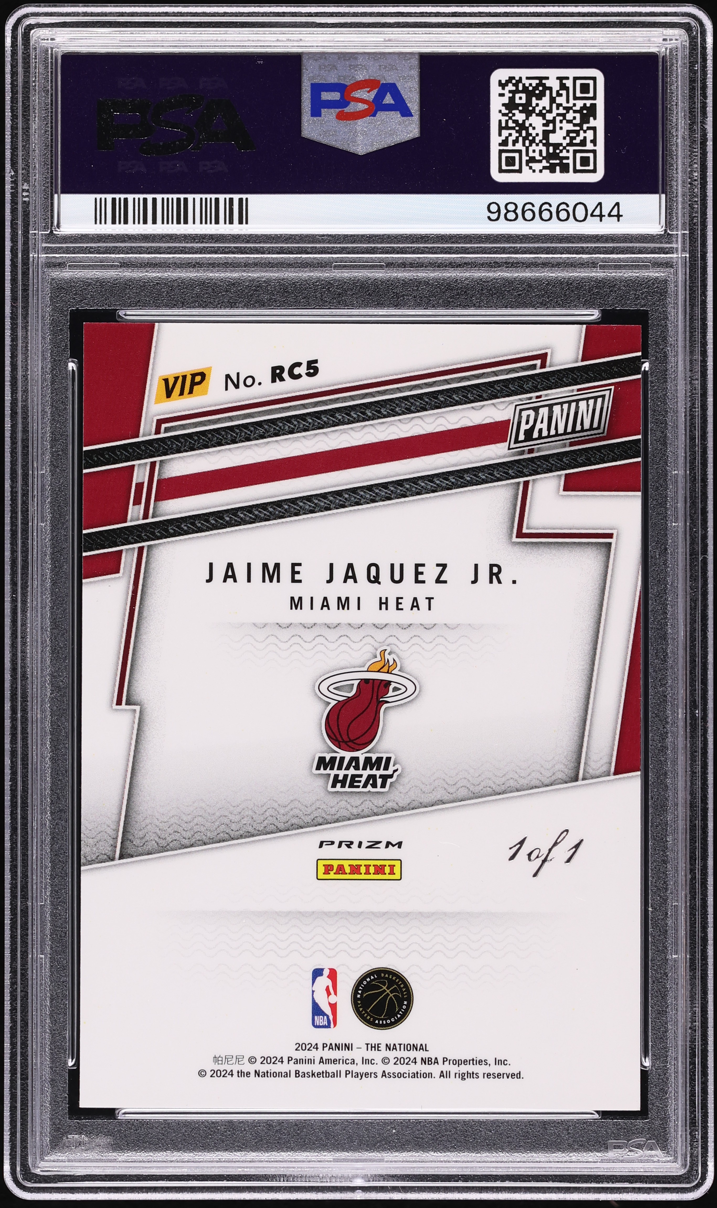 2024 Panini NSCC VIP Gold Black Jaime Jaquez Jr. ROOKIE 1/1 #RC5