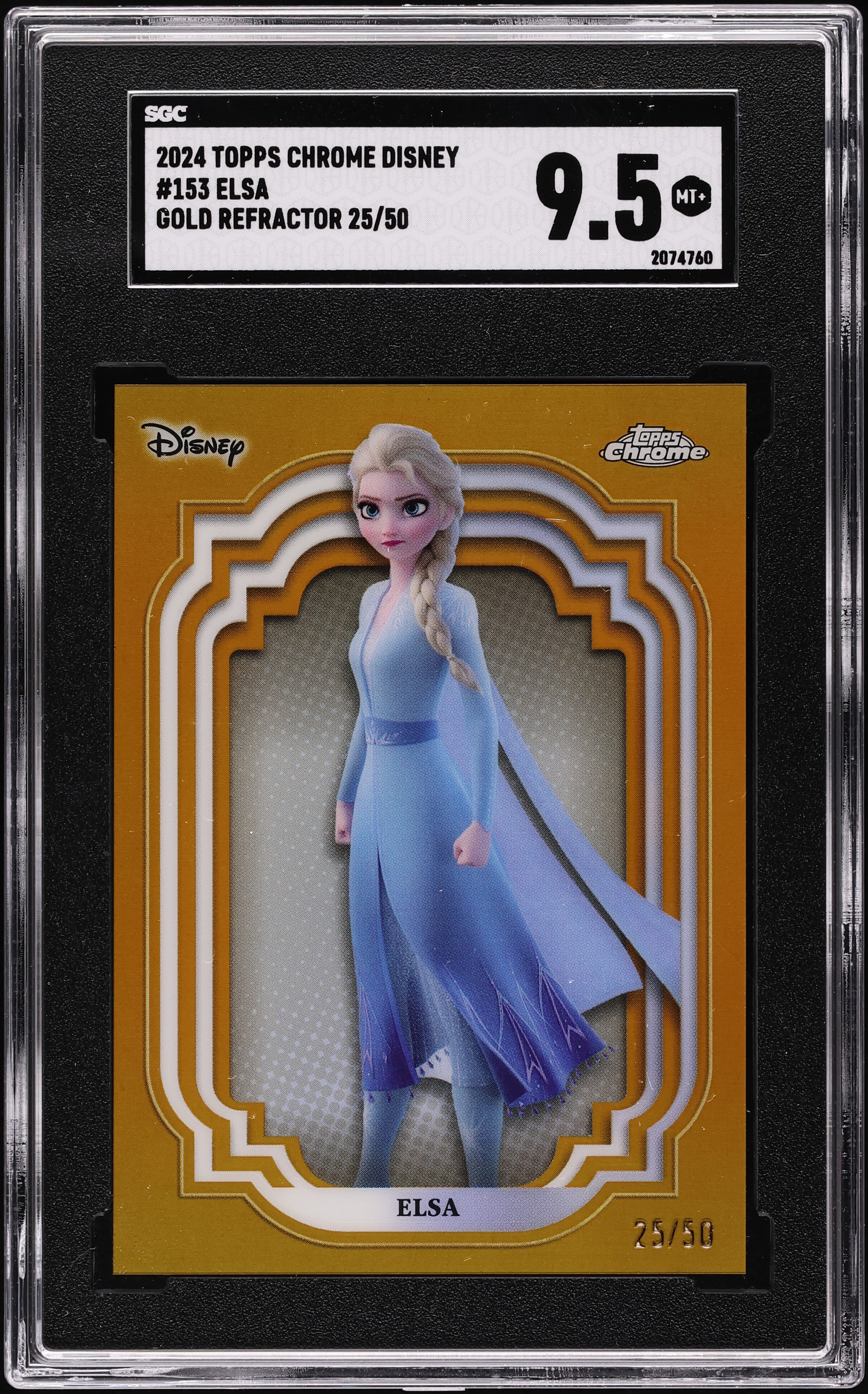 2024 Topps Chrome Disney Gold Refractor Elsa /50 #153 SGC 9.5