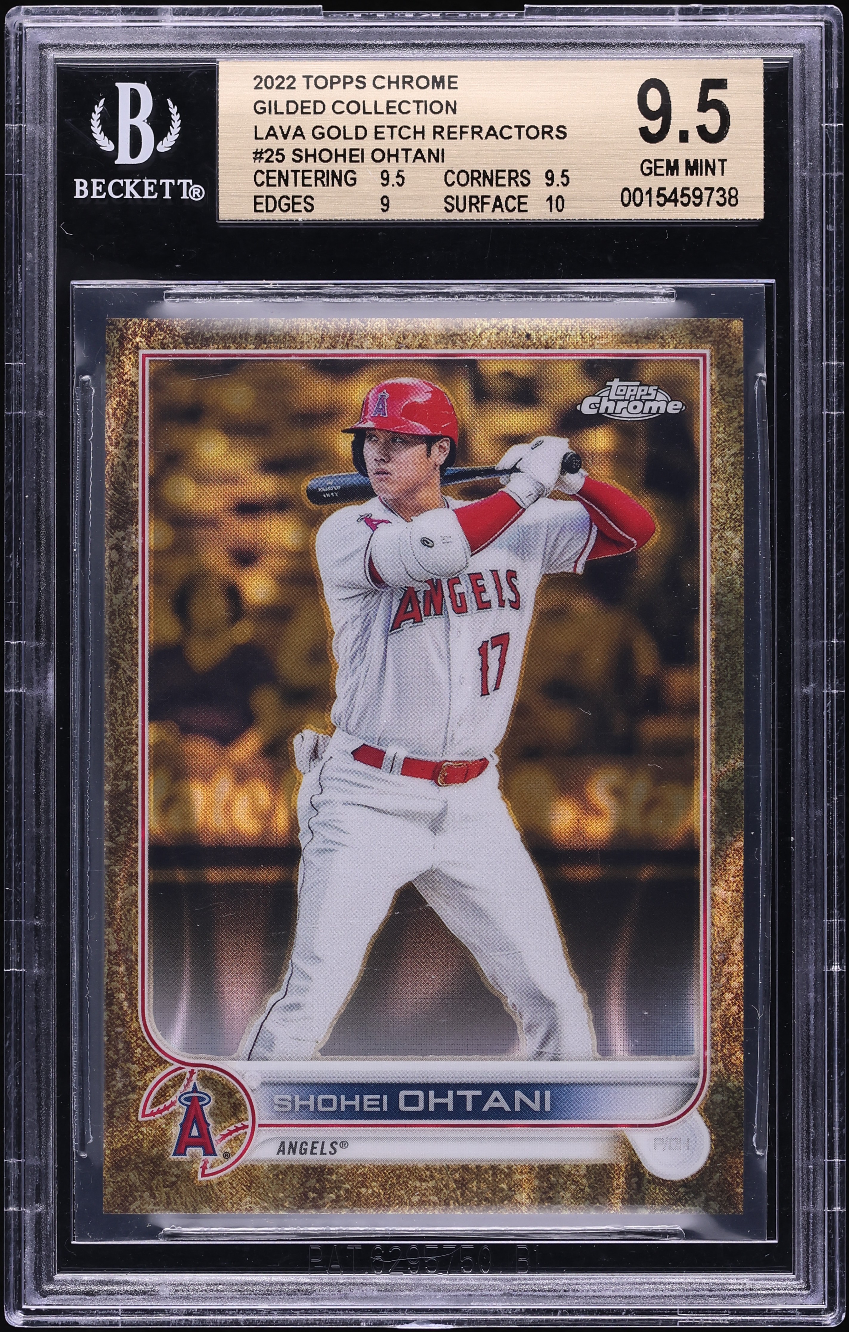 2022 Topps Chrome Gilded Lava Gold Etch Refractor Shohei Ohtani 10