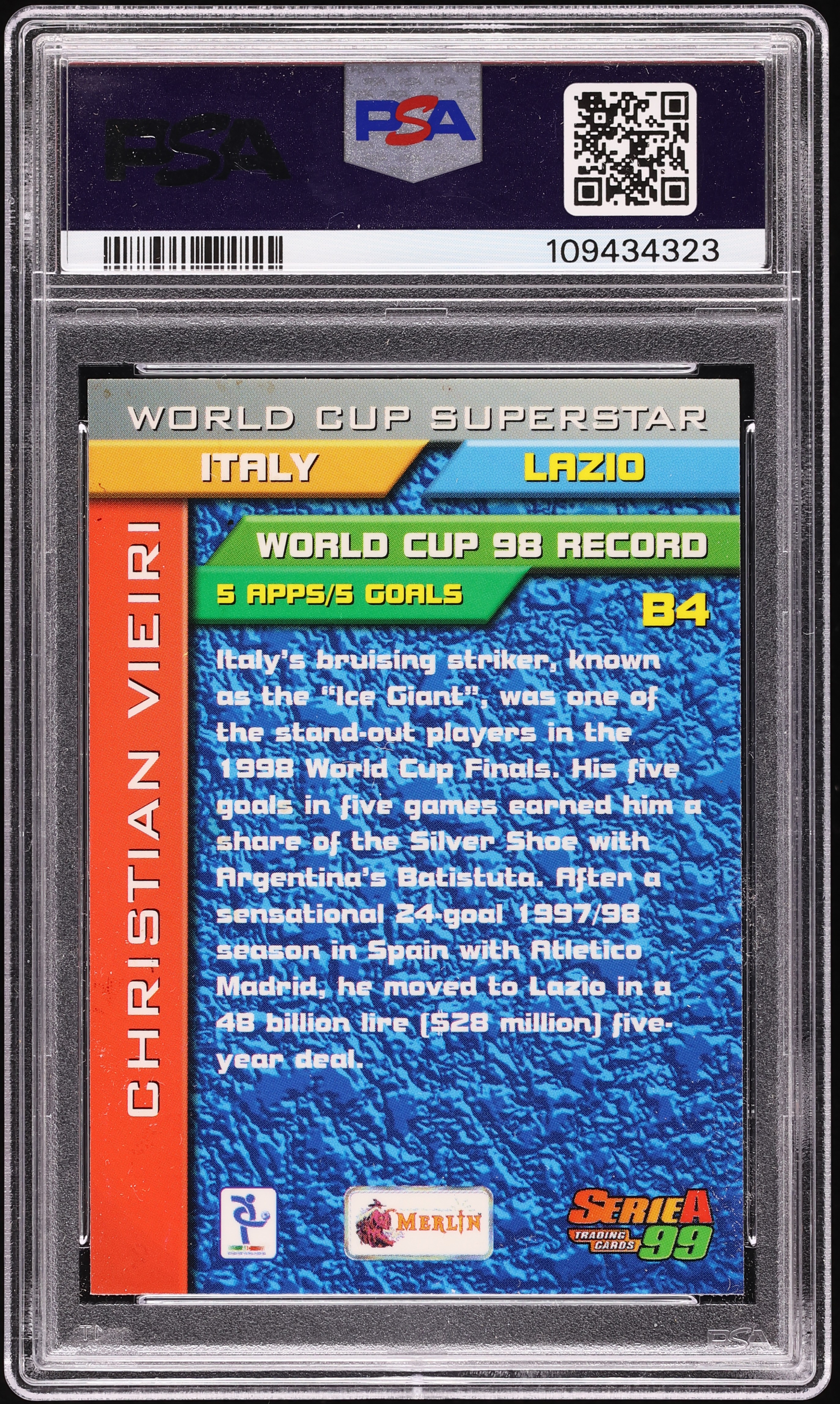 Topps Merlin Christian Vieri Auto /10 Christian Merlin Vieri Page 