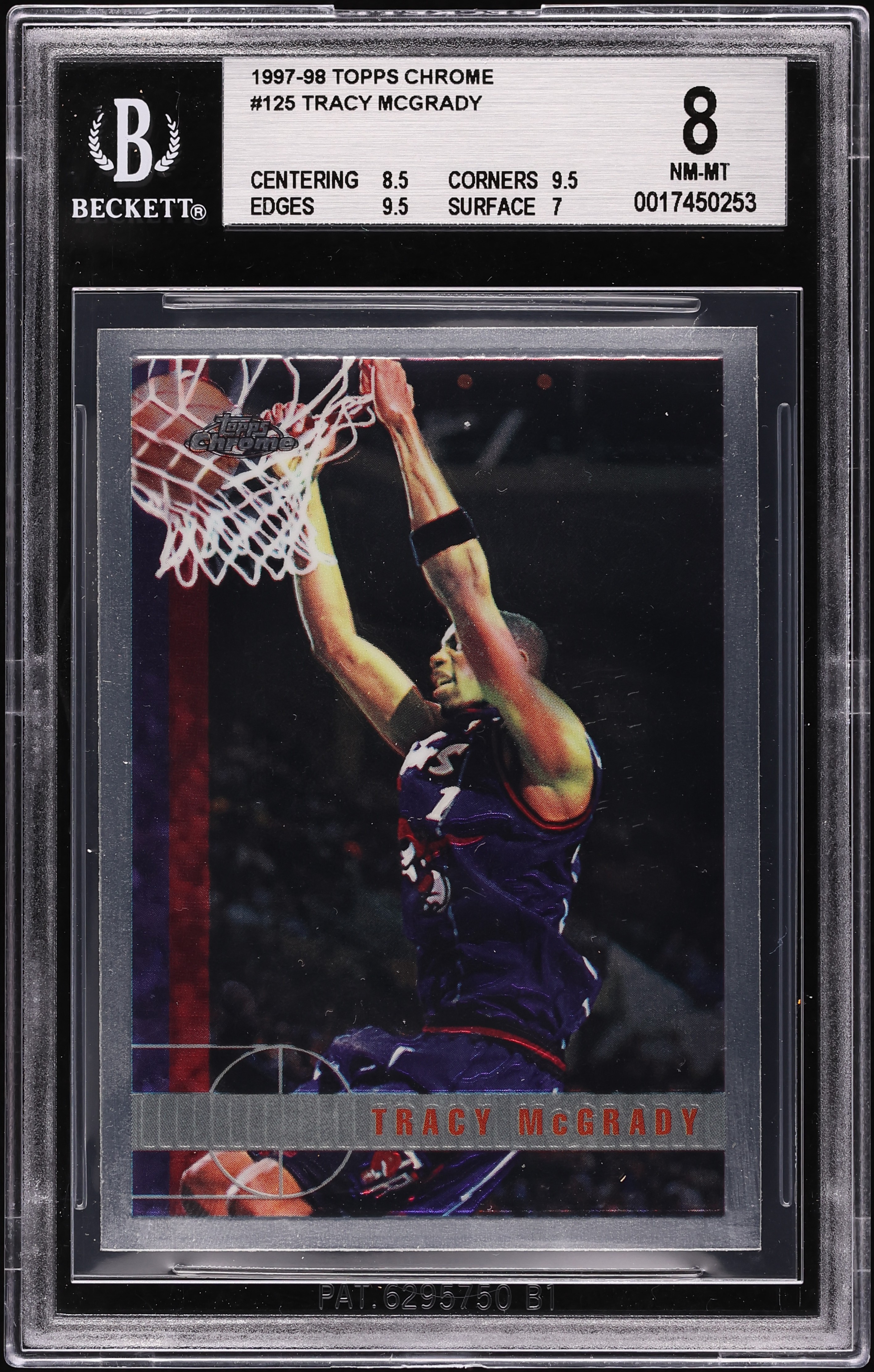 1997 Topps Chrome Tracy McGrady ROOKIE #125 BGS 8 NM-MT on