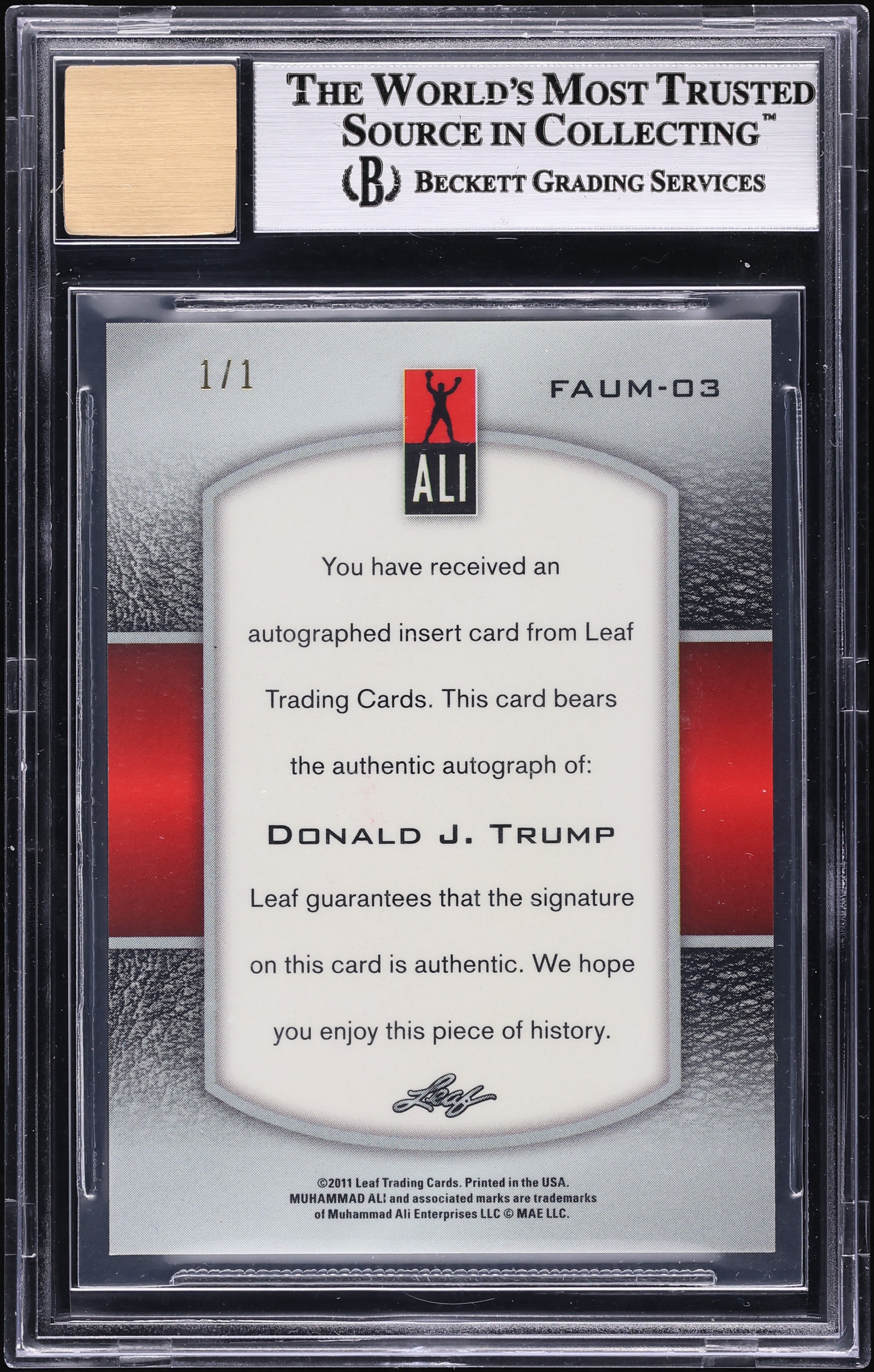 2011 Leaf Metal Prismatic Gold Superfractor Donald Trump ROOKIE
