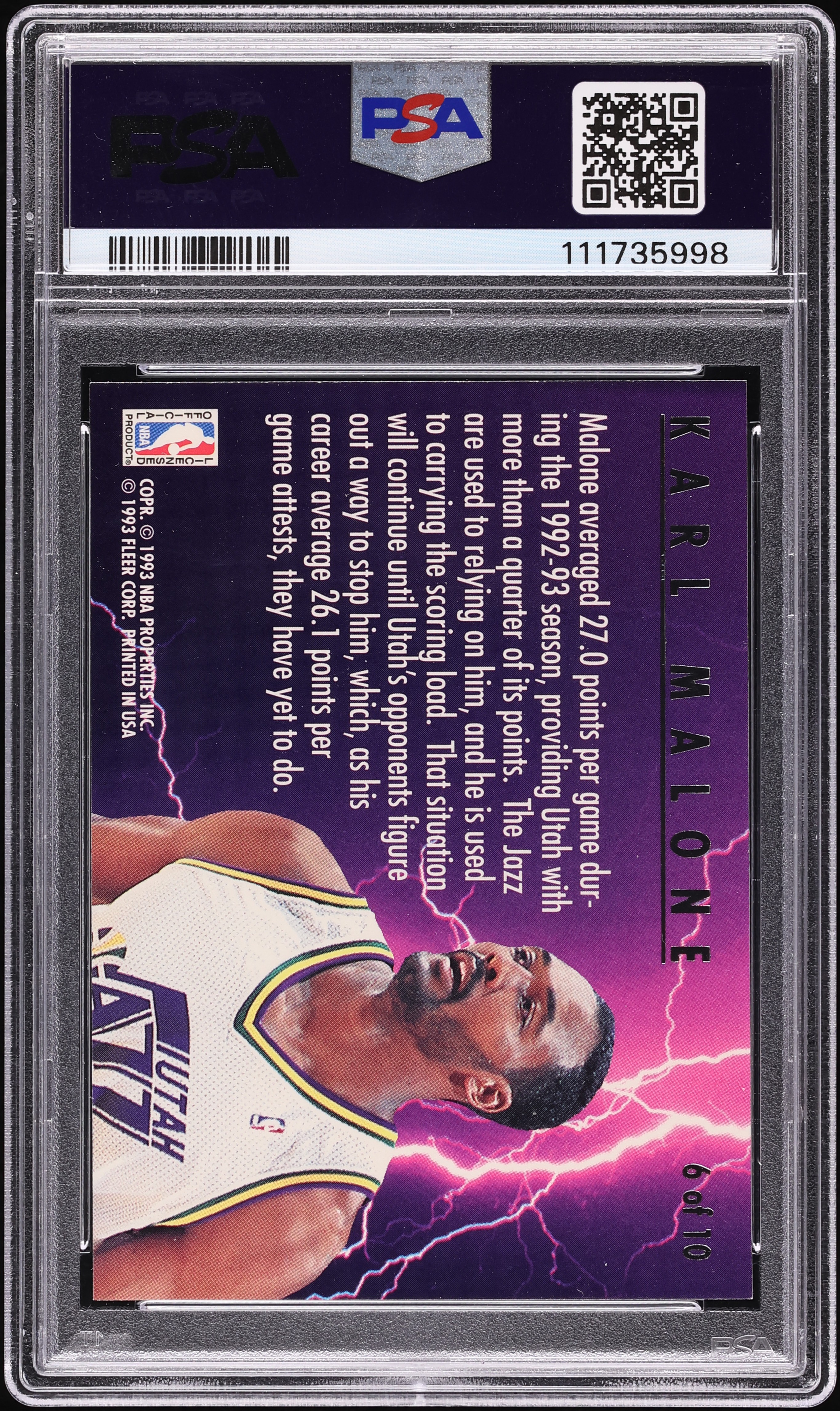 1993 Ultra Scoring Kings Karl Malone #6 PSA 9 MINT on Fanatics Collect