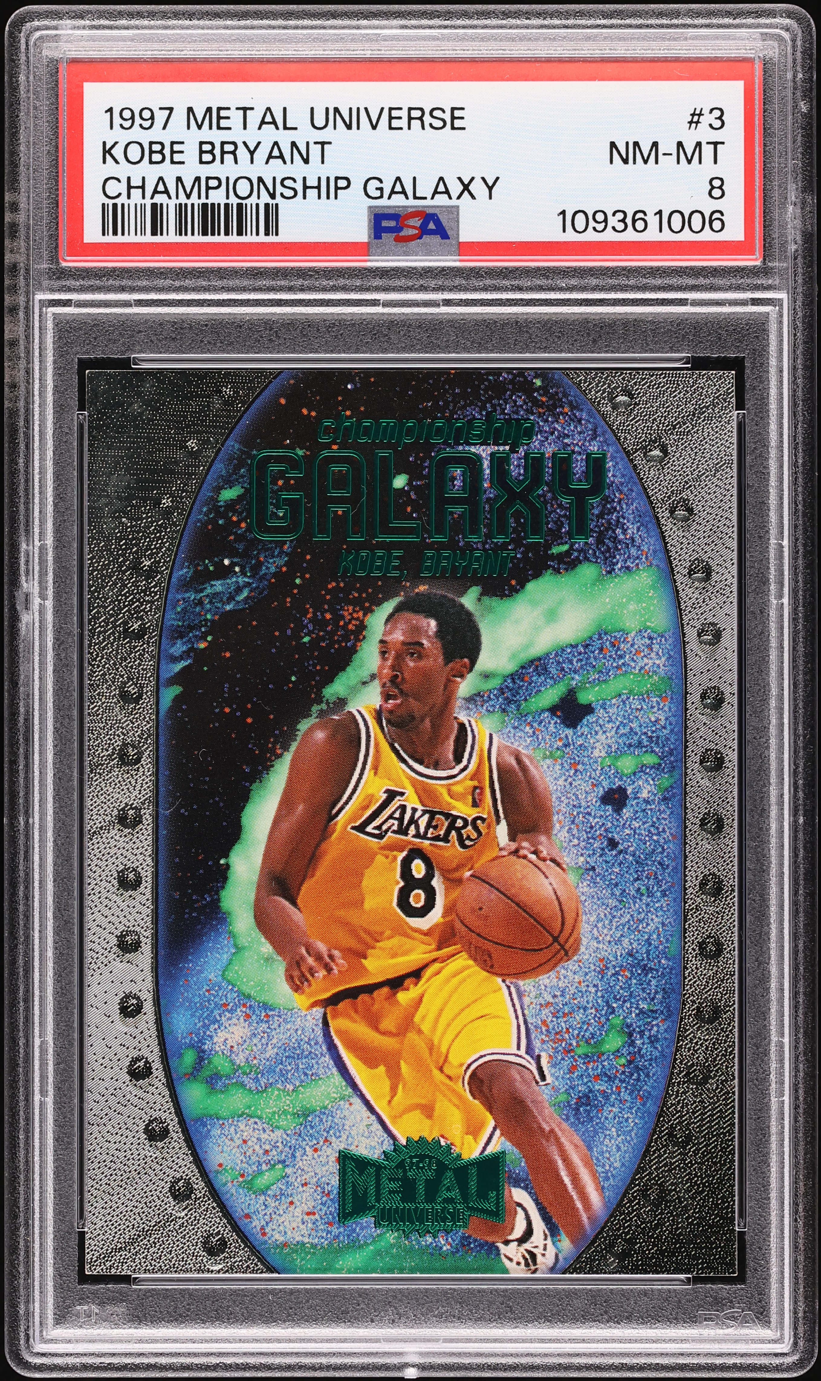 1997 Metal Universe Championship Galaxy Kobe Bryant #3 PSA 8 NM-MT